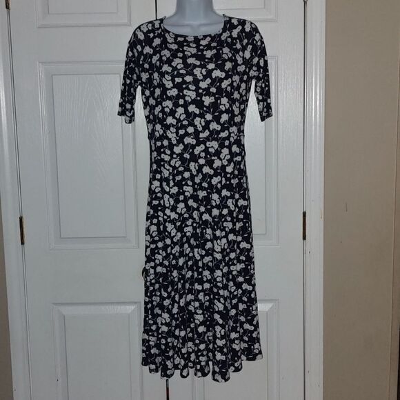 Lands' End navy white florala print dress  Sz S - Picture 1 of 6